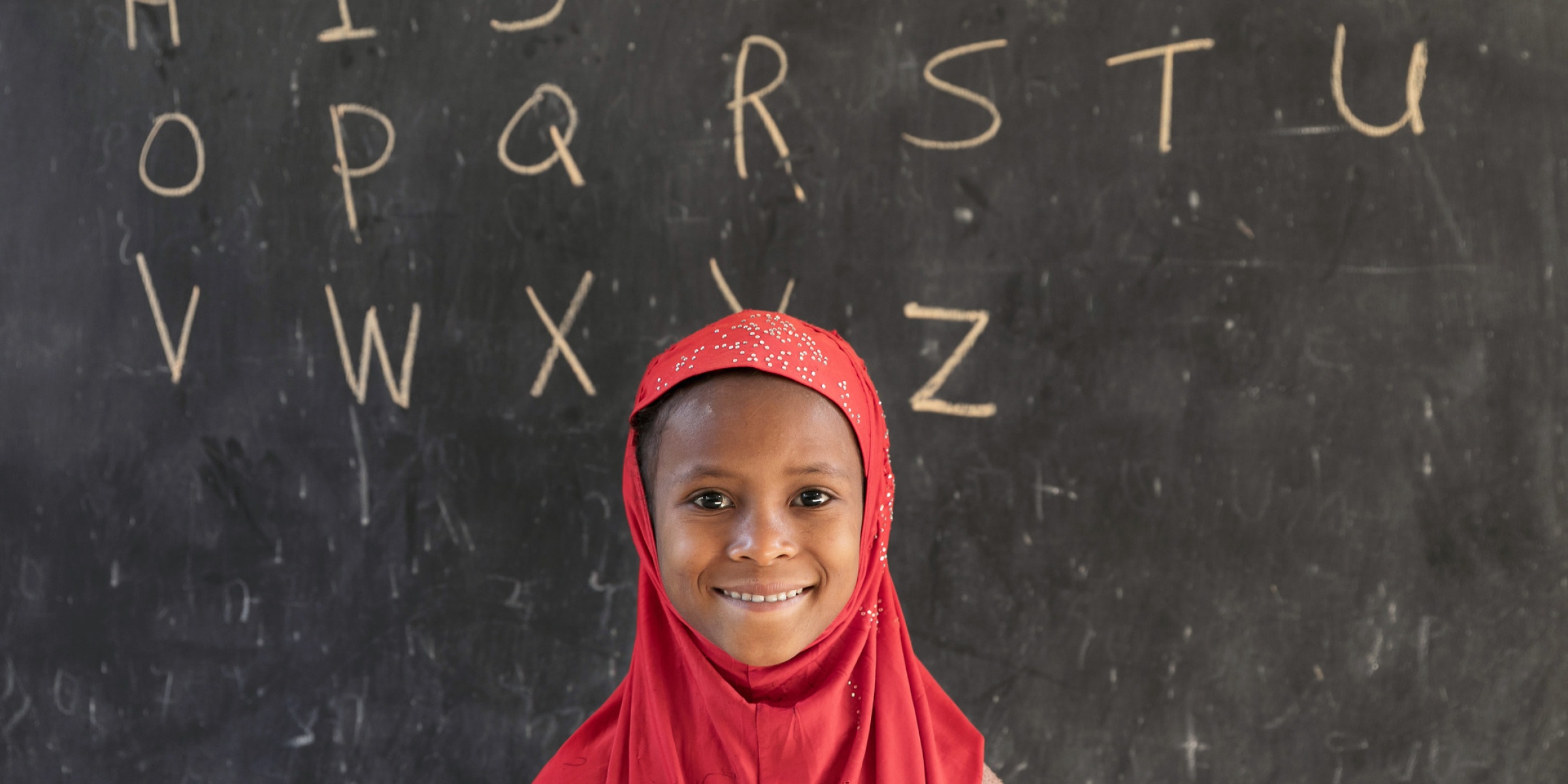 A first grade student at the blackboard; Felege Abay Elementary School, Bahar Dar, Ethiopia. Credit: GPE/Kelley Lynch